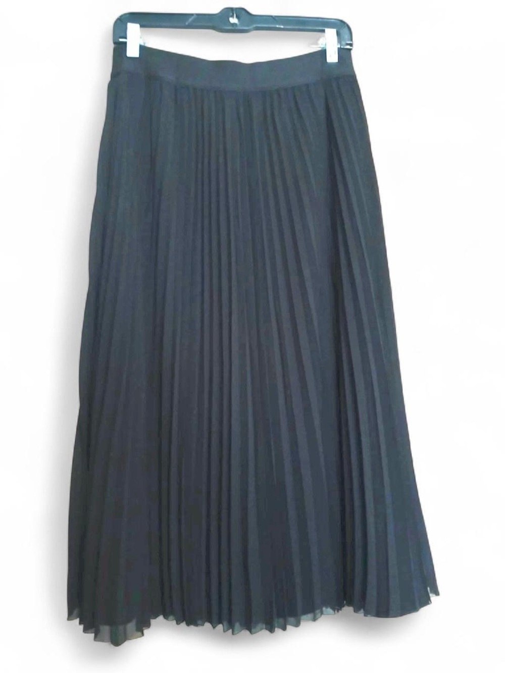 Quince Pleated Skirt Midi Black Chiffon Stretchy Waist Womens Sz XL Extra Large